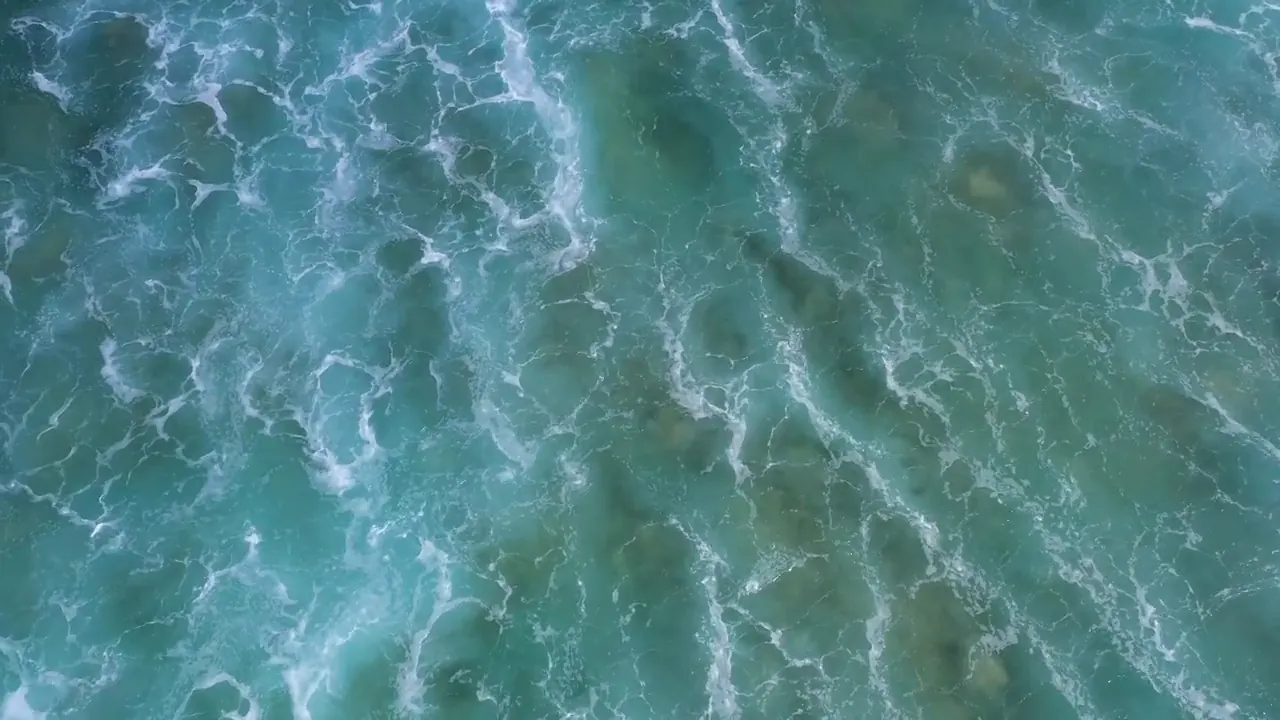 海浪拍上沙灘，浪花在沙上散開