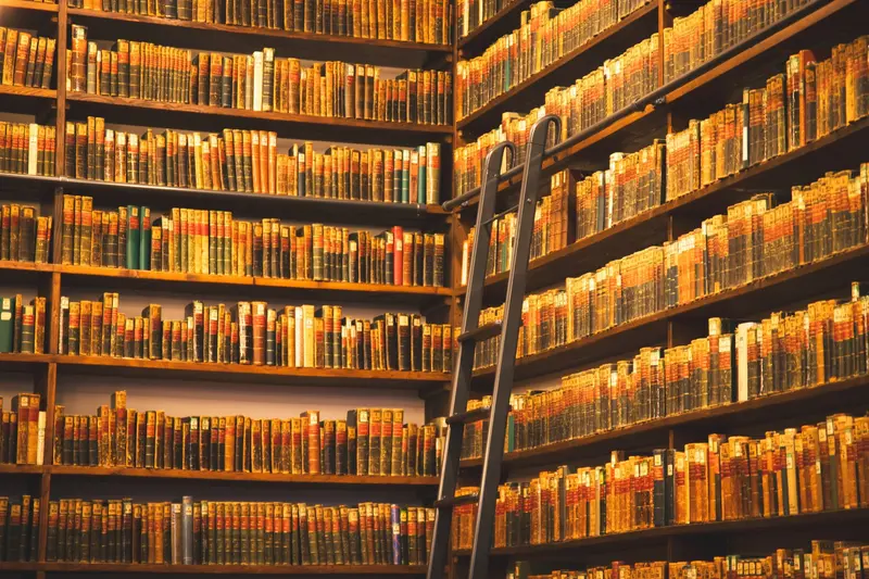 木質書架環繞的閱讀角落